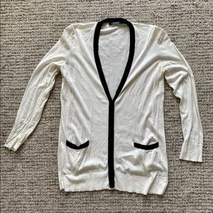 Ralph Lauren cream cardigan with black trim